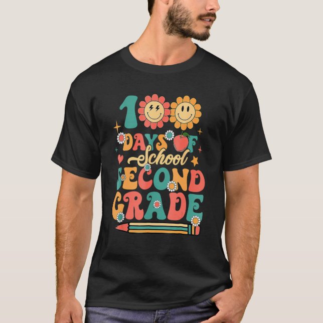 Lycklig 100 skoldag 100 dagar andra Klass T Shirt (Framsida)