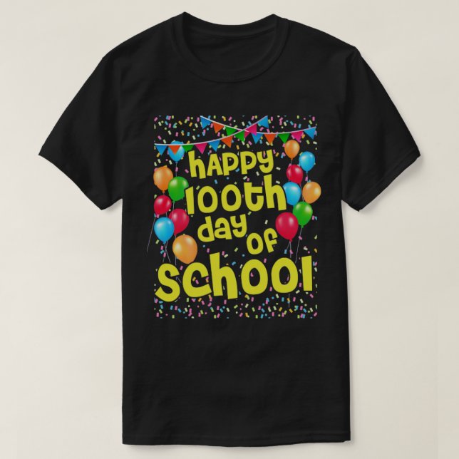 Lycklig 100 skoldag 100 dagar Firande till T Shirt (Design framsida)