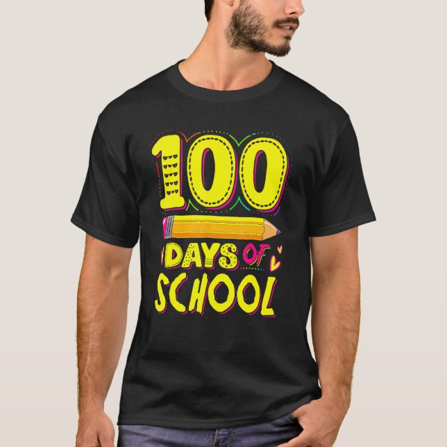 Lycklig 100 skoldag 100 dagar i skolpenis t shirt (Framsida)