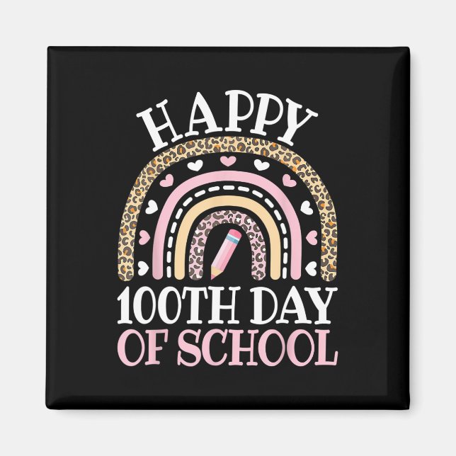 Lycklig 100 skoldag 100 dagar leopard Rainbow Magnet (Framsidan)