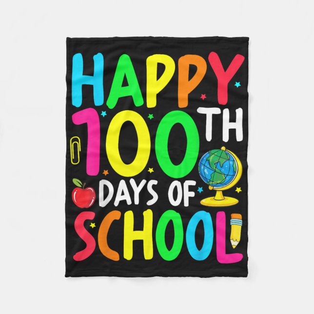 Lycklig 100 skoldag 100 skoldagar fleecefilt (Framsidan)