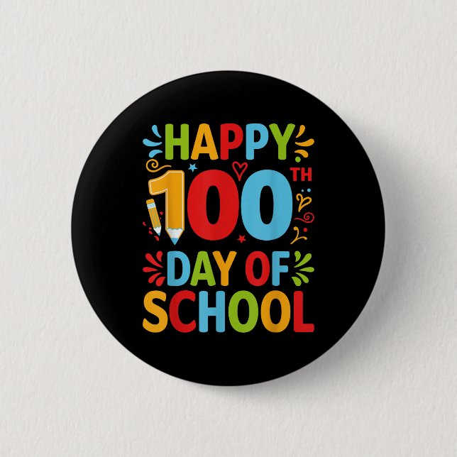 Lycklig 100 skoldag 100 skoldagar knapp (Framsida)