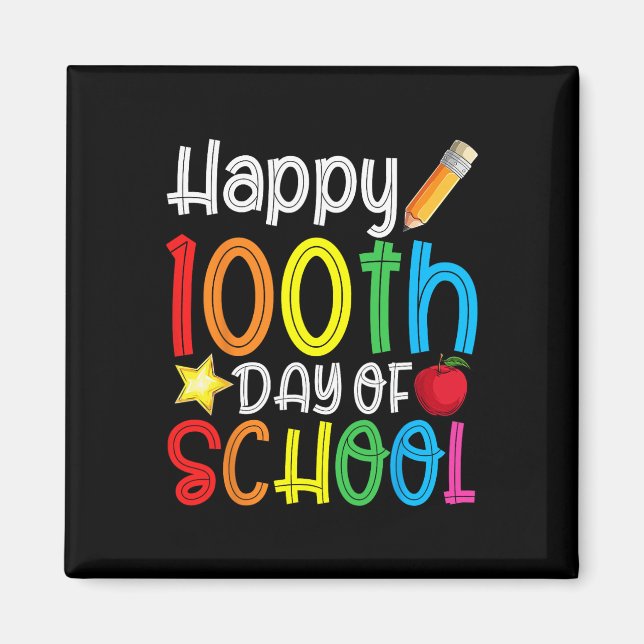 Lycklig 100 skoldag 100 skoldagar magnet (Framsidan)
