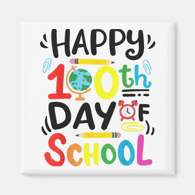 Lycklig 100 skoldag 100 skoldagar magnet (Framsidan)