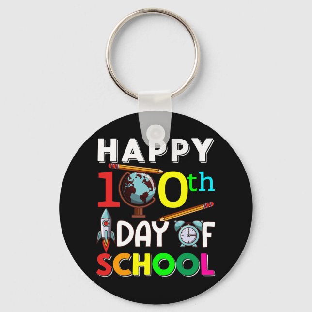 Lycklig 100 skoldag 100 skoldagar nyckelring (Framsida)