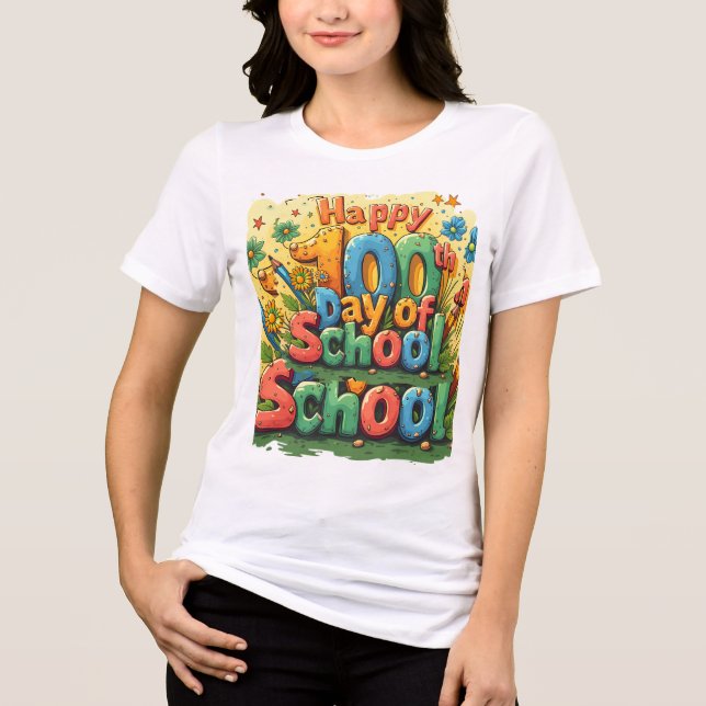 lycklig 100 skoldag t shirt (Framsida)