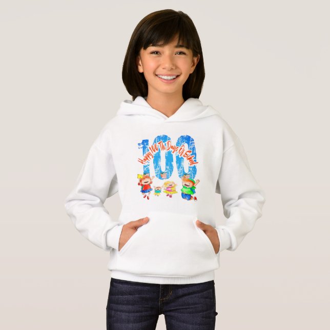 Lycklig 100 skoldag t shirt (Hel framsida)