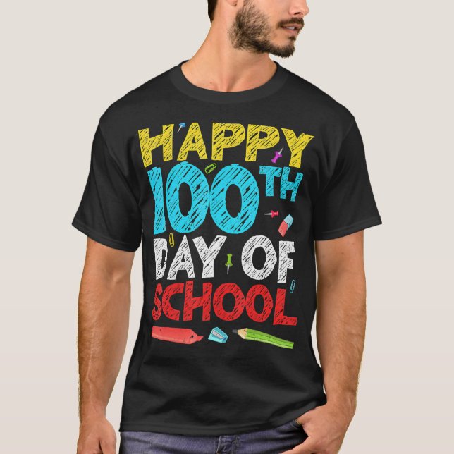 Lycklig 100 skoldag t shirt (Framsida)