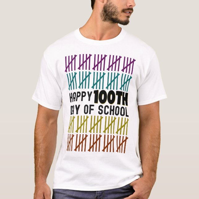 Lycklig 100 skoldag t shirt (Framsida)