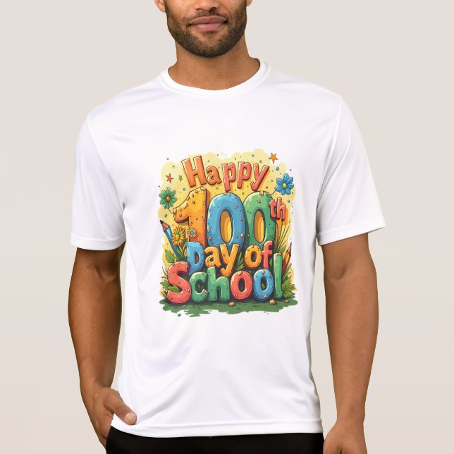 lycklig 100 skoldag t shirt (Framsida)