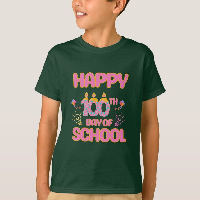 Lycklig 100 skoldag t shirt (Framsida)