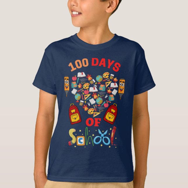 Lycklig 100 skoldag t shirt (Framsida)