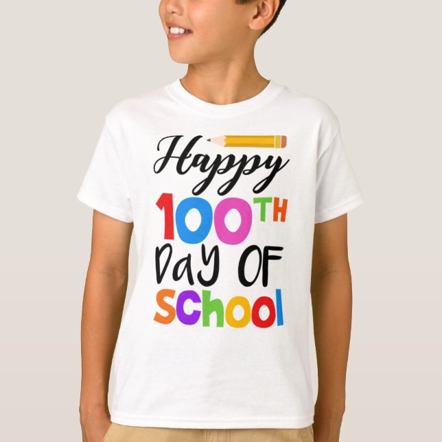 Lycklig 100 skoldag t shirt (Framsida)