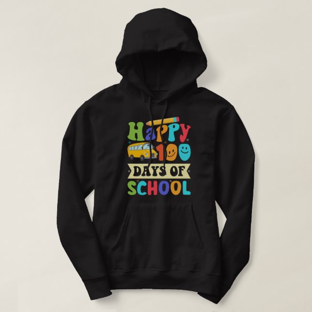 lycklig 100 skoldagar 100 dagar med 100 dagar hoodie (Design framsida)