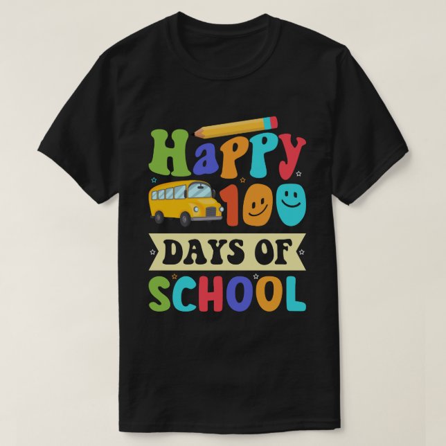lycklig 100 skoldagar 100 dagar med 100 dagar t shirt (Design framsida)