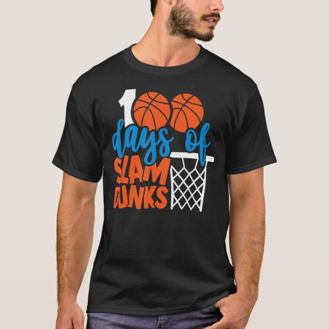 Lycklig 100 skoldagar 100 dagar Slam dunk Ba T Shirt (Framsida)