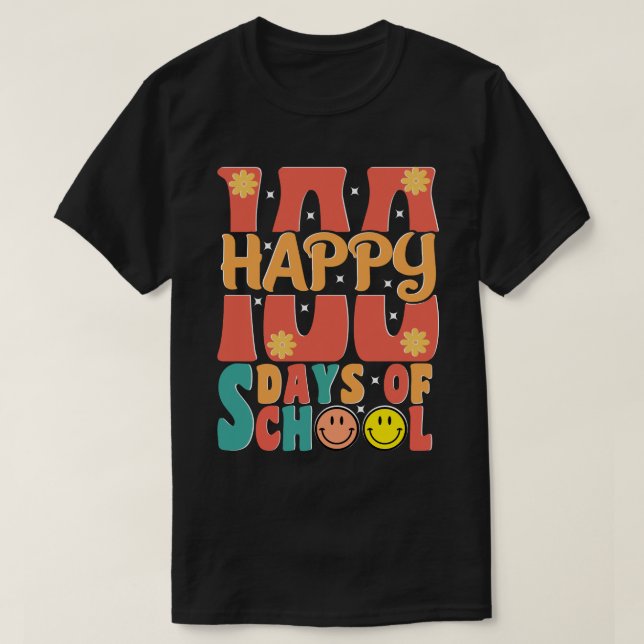 lycklig 100 skoldagar 100 dagar t shirt (Design framsida)