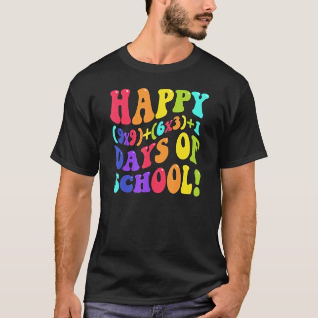 Lycklig 100 skoldagar 100 dagars lärarmatur för sk t shirt (Framsida)