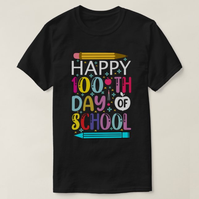 lycklig 100 skoldagar 100 dagars skolskola t shirt (Design framsida)