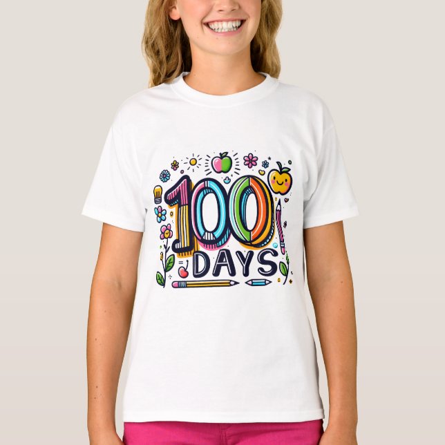 Lycklig 100 skoldagar - 100 skoldagar t shirt (Framsida)