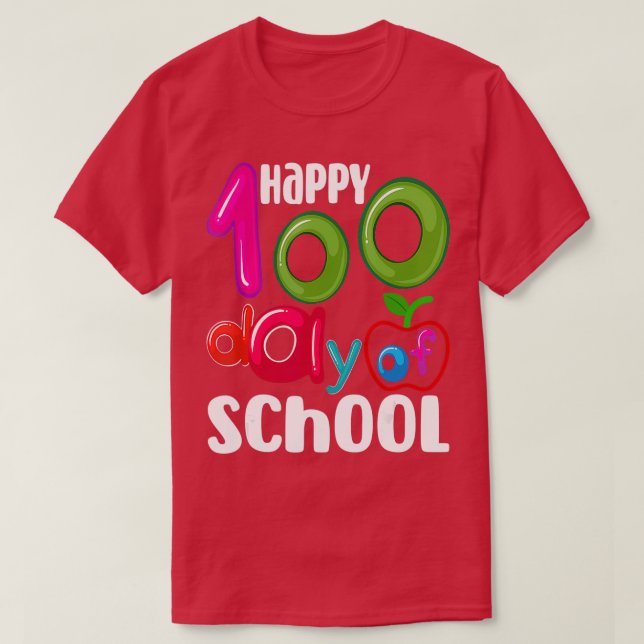 Lycklig 100 skoldagar för lärare i Studenter Kids T Shirt (Design framsida)