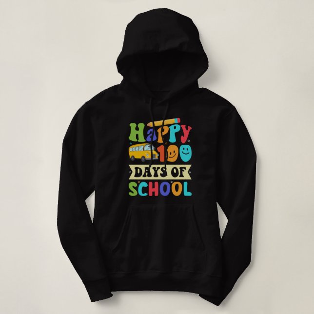 lycklig 100 skoldagar i buss t shirt (Design framsida)