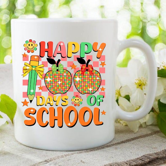 lycklig 100 skoldagar . läraruppskattning kaffemugg (happy 100 days of school mug, teacher gift, teacher appreciation mug)