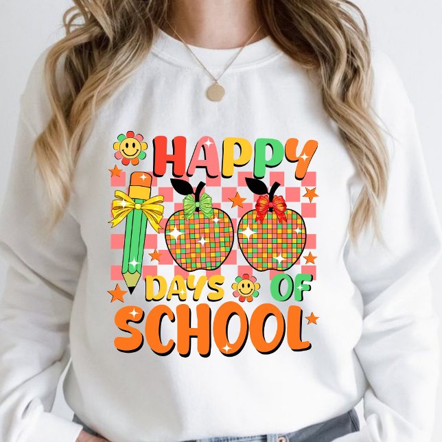 lycklig 100 skoldagar . läraruppskattning t shirt (happy 100 days of school sweashirts, teacher gift, teacher appreciation sweatshirt, )