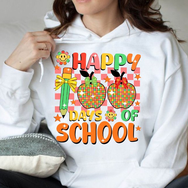 lycklig 100 skoldagar . läraruppskattning t shirt (happy 100 days of school hoodie, teacher gift, teacher appreciation hoodie)