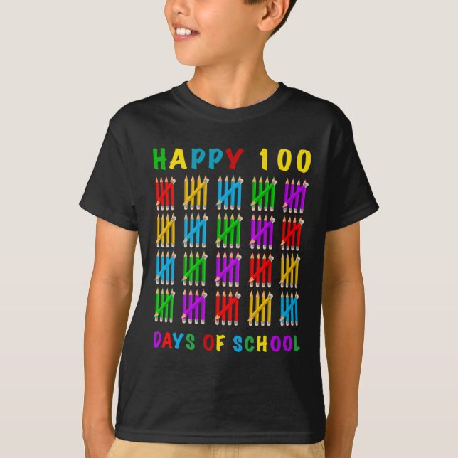 Lycklig 100 skoldagar t shirt (Framsida)