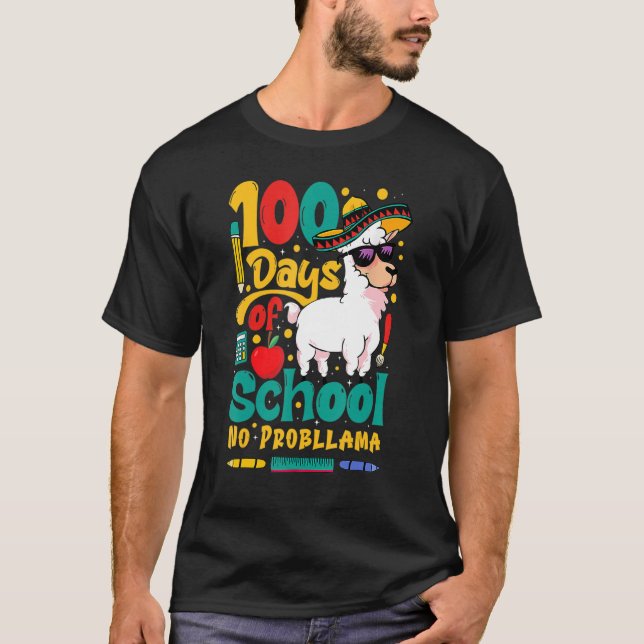 Lycklig 100 skoldagar utan Probllama Llama 100 T Shirt (Framsida)