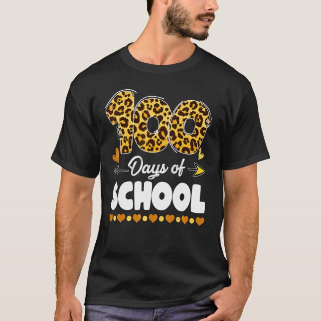 Lycklig 100 skollärardagar 100 Scho-dagen T Shirt (Framsida)