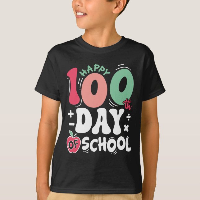 Lycklig 100 skollärardagar 100 Scho-dagen T Shirt (Framsida)
