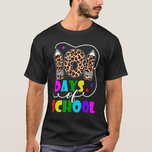 Lycklig 101 dagar leopard Student 100 dagar T Shirt (Framsida)