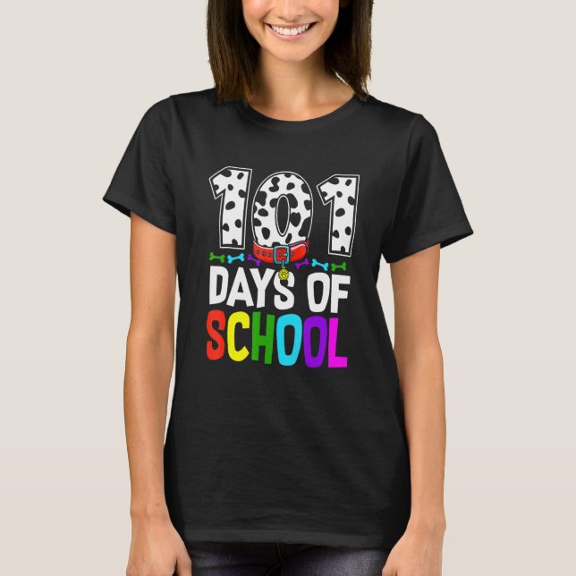 Lycklig 101 dagar skolcute Hundar Älskare Student  T Shirt (Framsida)
