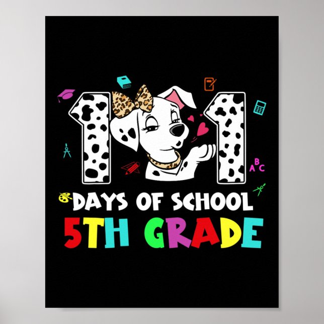 Lycklig 101 dagar skoldag 5 Klass 100 dagar smart Poster (Framsidan)