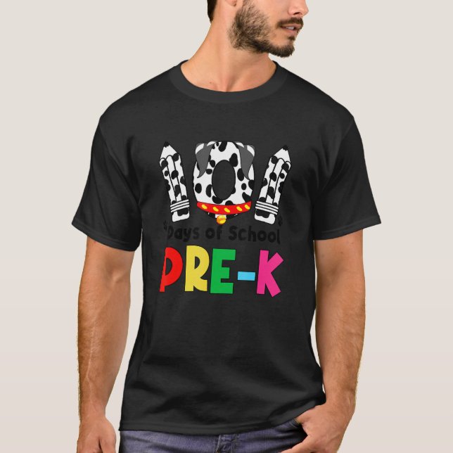 Lycklig 101 dagars skola före K Cute Hund 100 daga T Shirt (Framsida)