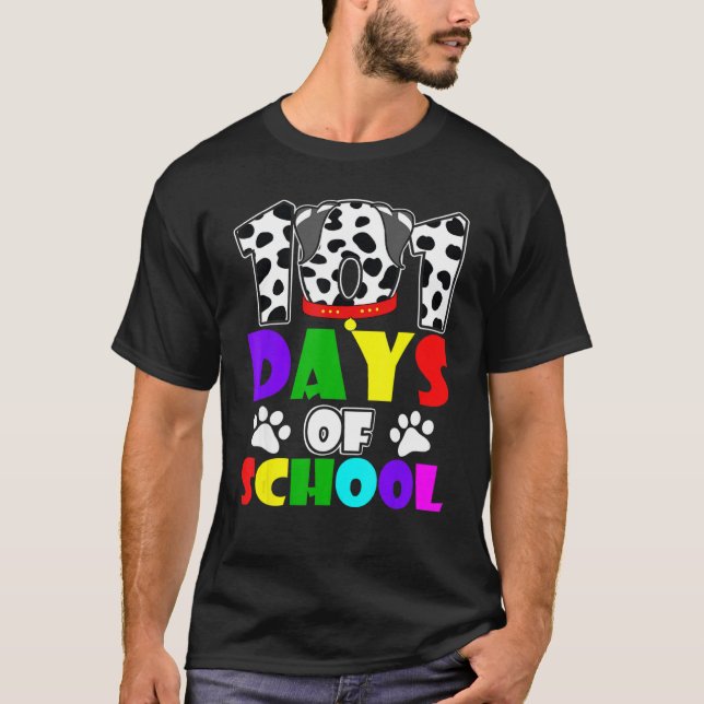 Lycklig 101 dagars skoldag i Hund eller Student el T Shirt (Framsida)
