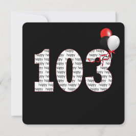 Lycklig 103:e födelsedagen den svarta inbjudan