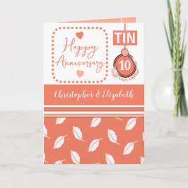 Lycklig 10-årsdag Tin add namn coral Kort