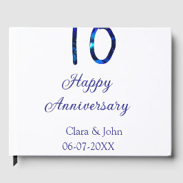 Lycklig 10-årsdagen blått glitter lägg till namn gästböcker