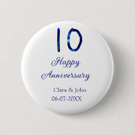Lycklig 10-årsdagen blått glitter lägg till namn knapp