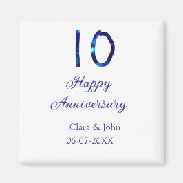 Lycklig 10-årsdagen blått glitter lägg till namn magnet