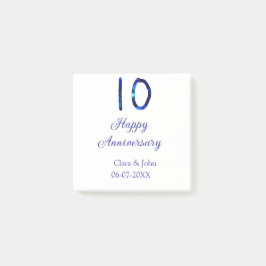 Lycklig 10-årsdagen blått glitter lägg till namn post-it block
