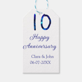 Lycklig 10-årsdagen blått glitter lägg till namn presentetikett