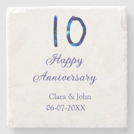Lycklig 10-årsdagen blått glitter lägg till namn stenunderlägg