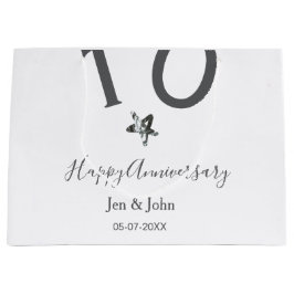 Lycklig 10-årsdagen namn datum grått metall star b