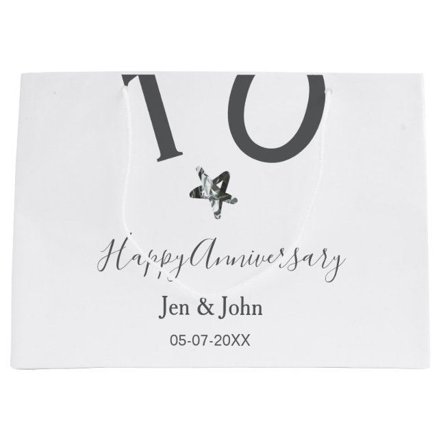 Lycklig 10-årsdagen namn datum grått metall star b (Framsidan)