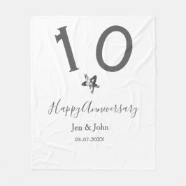 Lycklig 10-årsdagen namn datum grått metall star b fleecefilt