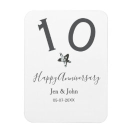Lycklig 10-årsdagen namn datum grått metall star b magnet